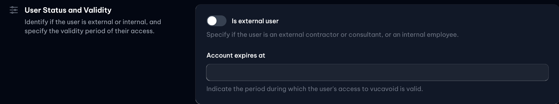 Attributes: User validity