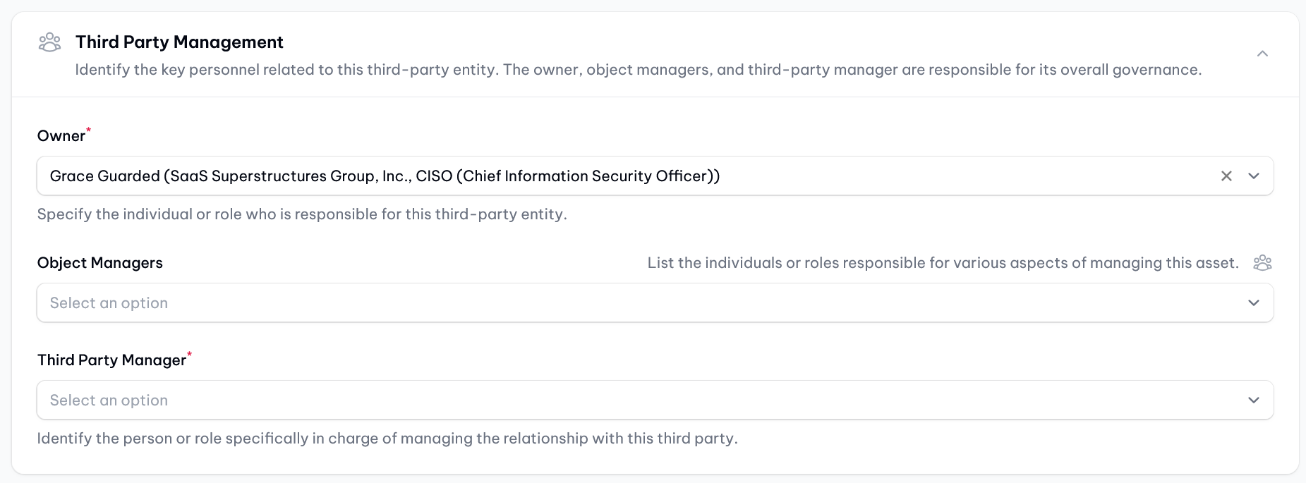 Attributes: Third party management