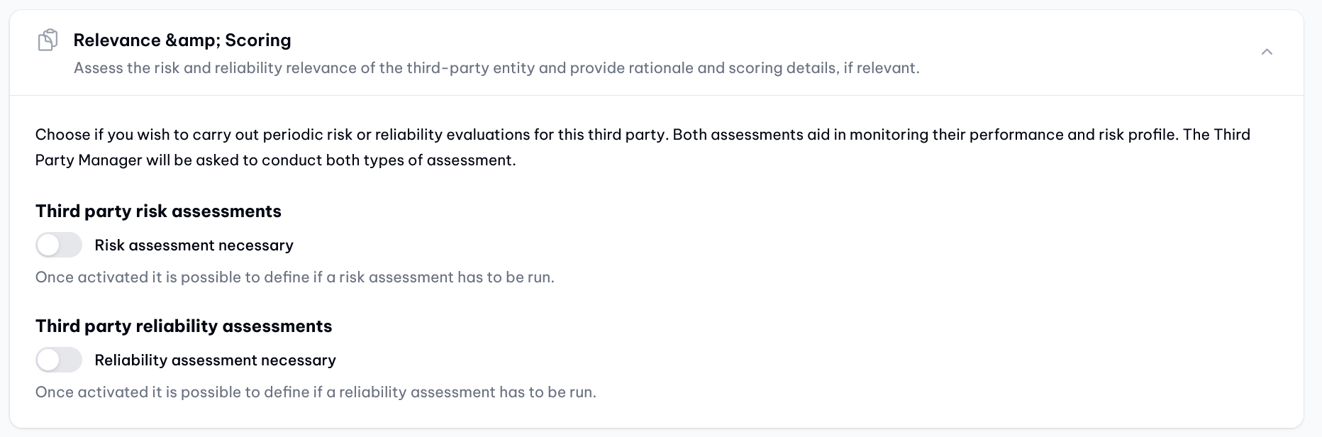 Attributes: Third party risk and reliability scoring