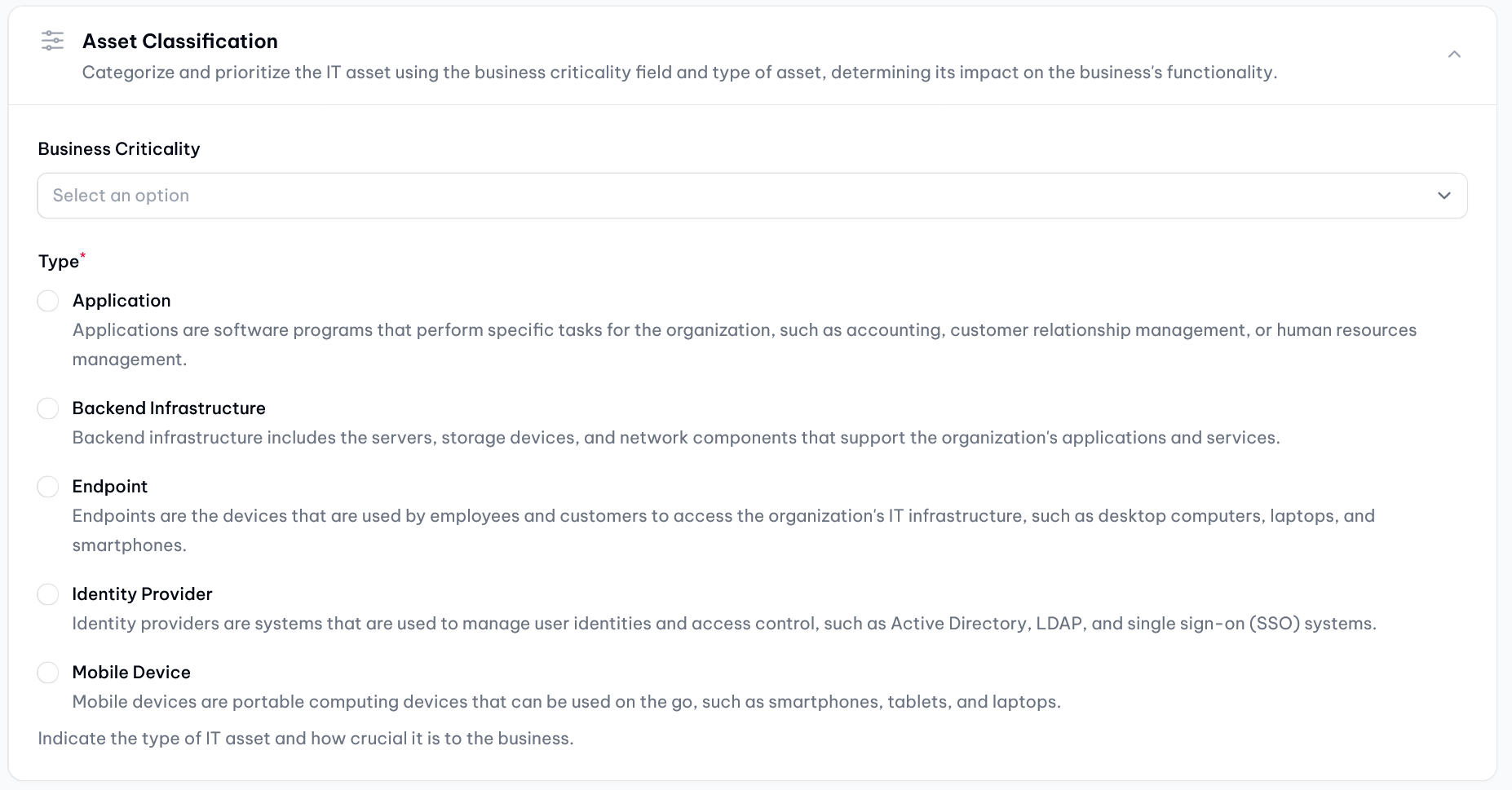  Attributes: IT asset classification