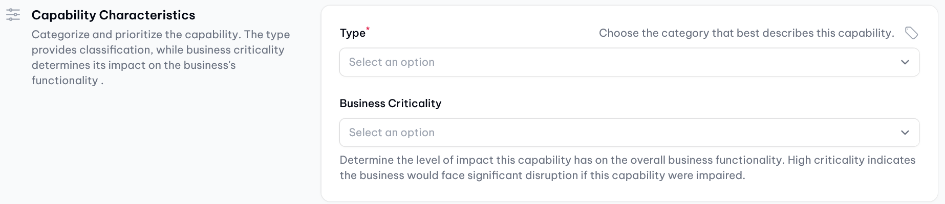 Attributes: Capability characteristics