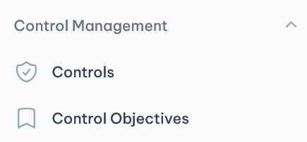 vucavoid navigation: Third section of the sidebar navigation for 'Control Management'.