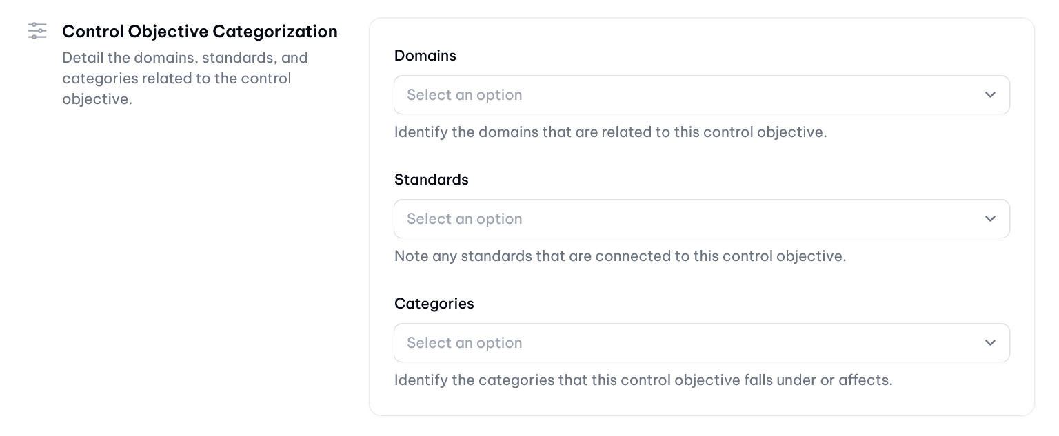 Control obectives: Attributes - Categorization