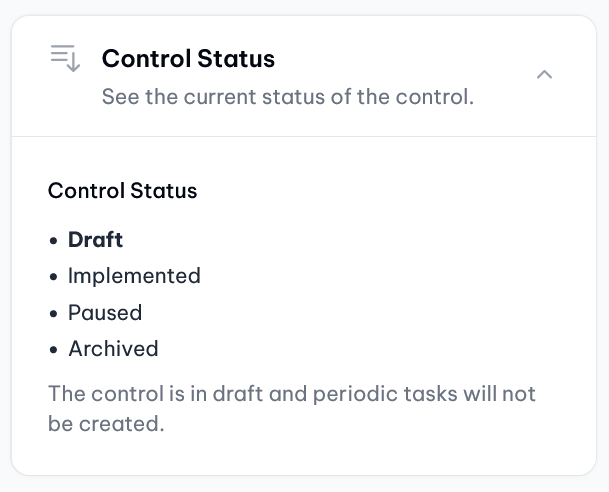 vucavoid controls: Status of a control (demo data)