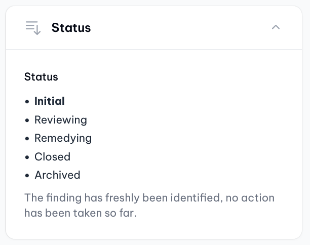 Attributes: Finding status