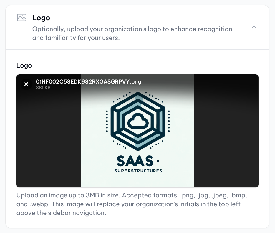 Tenant Settings: Uploading the logo for your tenant