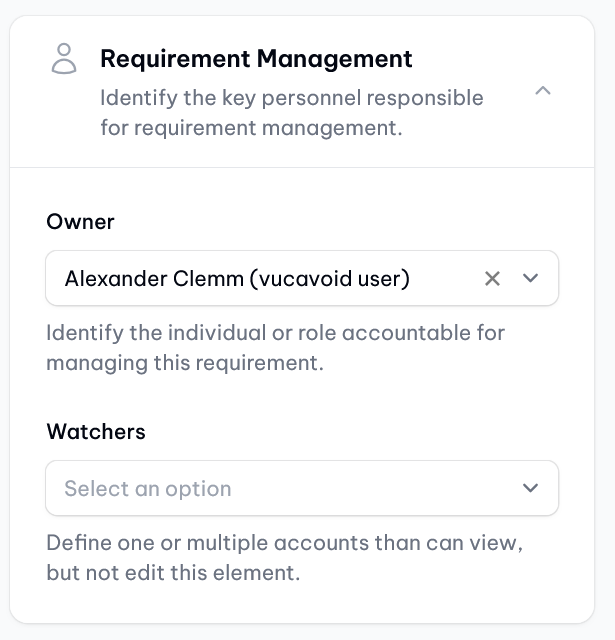 vucavoid requirements: Requirement management