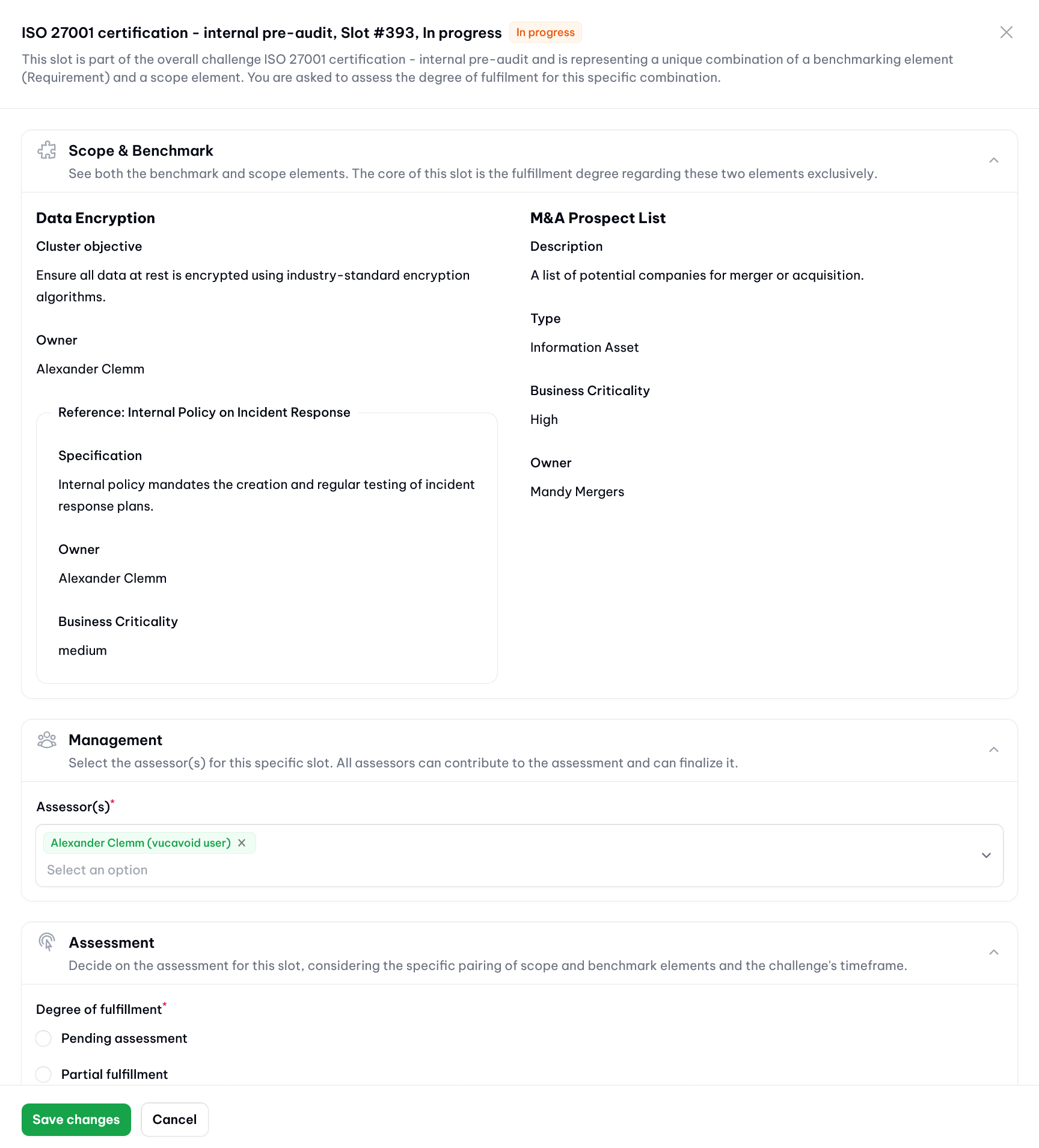 vucavoid challenges: Overview of all attributes for a specific slot in vucavoid (demo data)